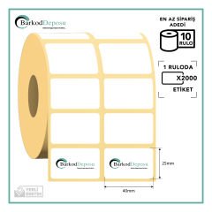 40x25 2'Li Ayrık Termal Barkod Etiketi 2000 Sarım