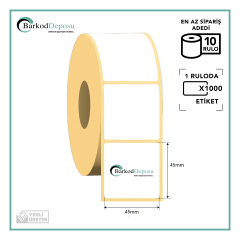 45x45 P.P. Mat Opak Barkod Etiketi 1000 Sarım (RESİN RİBON İLE BASKI)