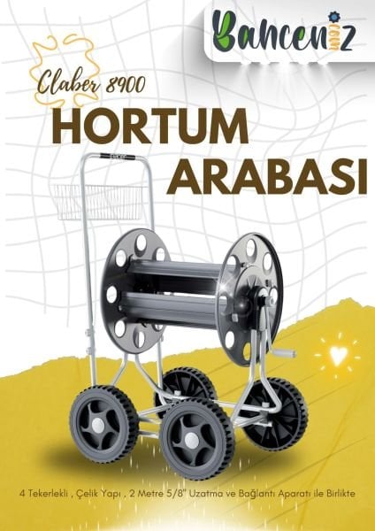 Claber 8900 Hortum Arabası 4 Tekerlekli