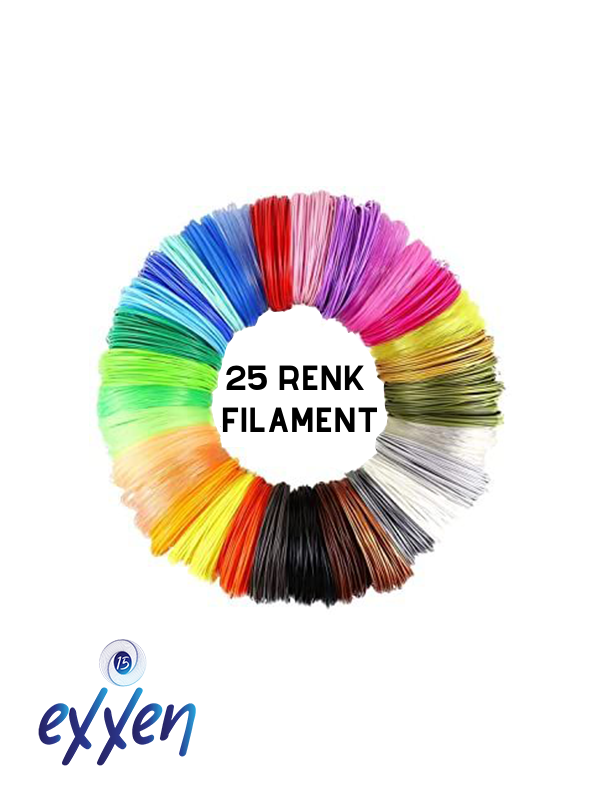 exxen15 3D Dünyası 3d Kalem Yazıcı Için 25 Renk 50 Metre (25 X 2 Metre)