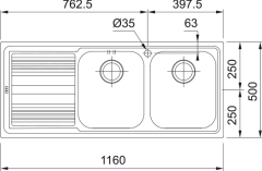 Franke Logica Line LLL 621-116 Çelik Eviye