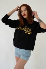 İstanbul Mafia  Kapşonlu Siyah Unisex Sweatshirt Hoodie Polar