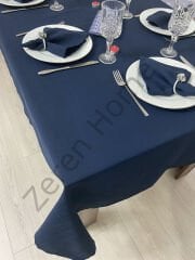 Zeren Home Keten Görünümlü Dertsiz Masa Örtüsü Lacivert