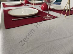 Zeren Home Keten Görünümlü Dertsiz Masa Örtüsü Taş Gri