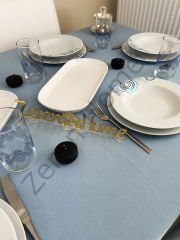 Zeren Home Sıvı Geçirmez Dertsiz Masa Örtüsü Mavi