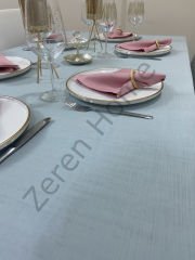 Zeren Home Keten Görünümlü Dertsiz Masa Örtüsü Açık Mint