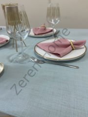 Zeren Home Keten Görünümlü Dertsiz Masa Örtüsü Açık Mint