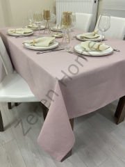 Zeren Home Keten Görünümlü Dertsiz Masa Örtüsü Pudra Pembe