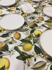 Zeren Home Sıvı Geçirmez Dertsiz Masa Örtüsü Limon Desen