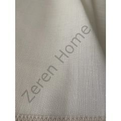 Zeren Home Keten Dokulu Yuvarlak Simli Masa Örtüsü Krem 160Cm