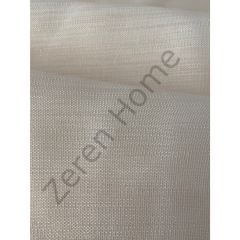 Zeren Home Keten Dokulu Yuvarlak Simli Masa Örtüsü Krem 160Cm