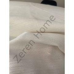 Zeren Home Keten Dokulu Yuvarlak Simli Masa Örtüsü Krem 160Cm