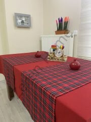 Zeren Home Sıvı Geçirmez Dertsiz Masa Örtüsü Kırmızı