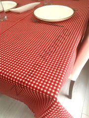 Zeren Home Sıvı Geçirmez Dertsiz Masa Örtüsü Mini Piti Kare Kırmızı