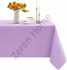 Zeren Home Sıvı Geçirmez Dertsiz Keten Masa Örtüsü Lila