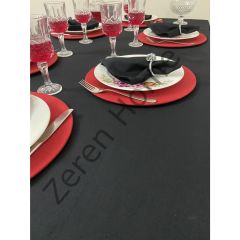 Zeren Home Sıvı Geçirmez Dertsiz Masa Örtüsü Siyah 13 Parça