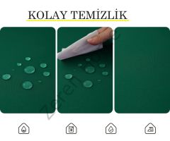 Zeren Home Sıvıya ve Lekeye Dayanıklı Yuvarlak Masa Örtüsü Koyu Yeşil