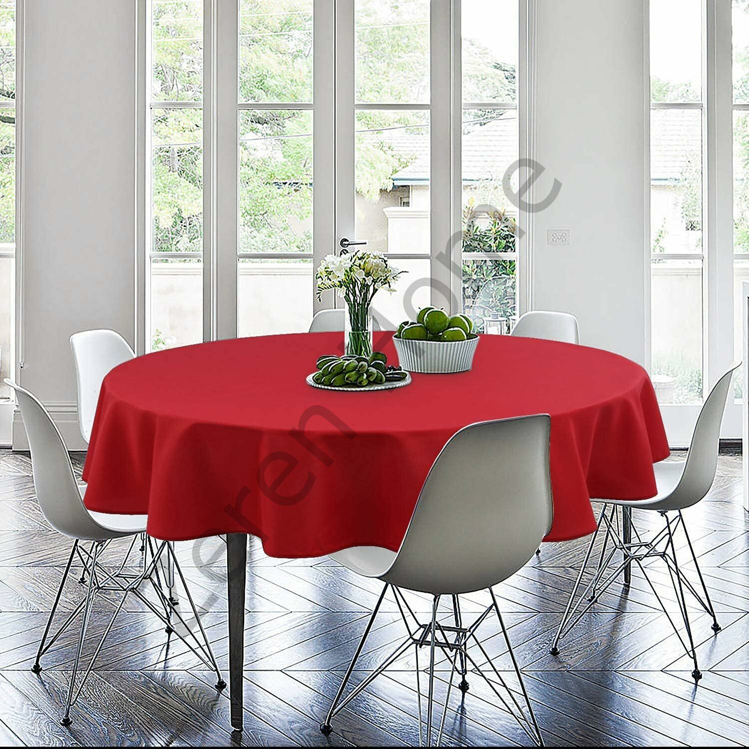 Zeren Home Sıvıya ve Lekeye Dayanıklı Yuvarlak Masa Örtüsü Kırmızı