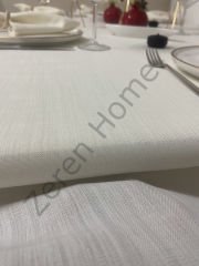 Zeren Home Keten Görünümlü Dertsiz Masa Örtüsü 13 Parça Krem