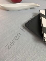 Zeren Home Dantel Detaylı Simli Dertsiz Masa Örtüsü Gri