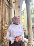 Manogram Desen Eşarp ( Kahve - Vizon )
