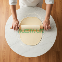 Alesta Life 60 cm Katlanır Yer Sofrası | Beyaz Desenli, Metal Ayaklı