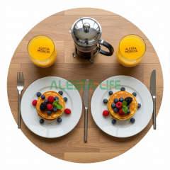 Alesta Life 60 cm Katlanır Yer Sofrası | Beyaz Desenli, Metal Ayaklı