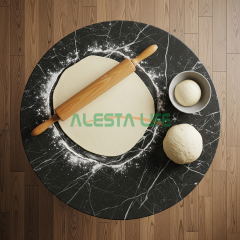 Alesta Life 60 cm Katlanır Yer Sofrası | Beyaz Desenli, Metal Ayaklı