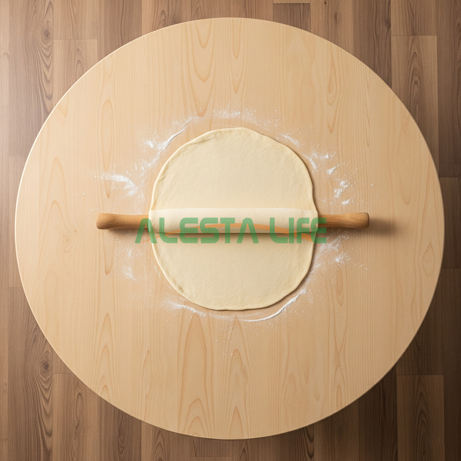 Alesta Life 70 cm Katlanır Yer Sofrası | Beyaz Desenli, Metal Ayaklı