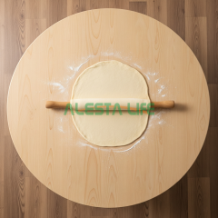 Alesta Life 70 cm Katlanır Yer Sofrası | Beyaz Desenli, Metal Ayaklı