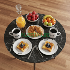 Alesta Life 70 cm Katlanır Yer Sofrası | Beyaz Desenli, Metal Ayaklı