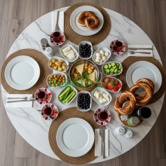 Alesta Life 80 Cm Beyaz Desenli Katlanabilir Yer Sofrası | Oyun Masası & Hamur Açma Tahtası