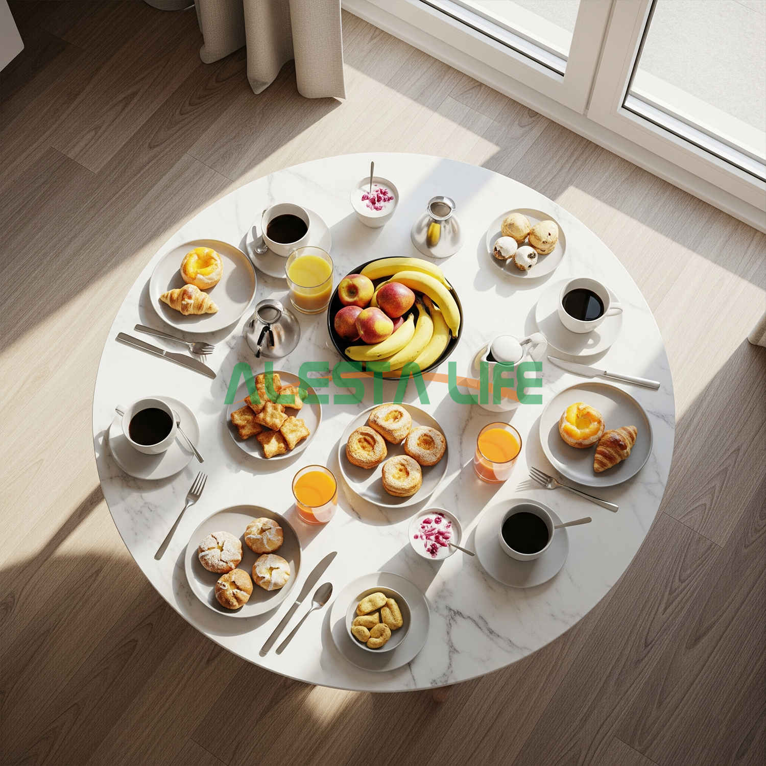 Alesta Life Yer Sofrası 90 cm - Metal Katlanır Ayaklı Şık Yer Sofrası