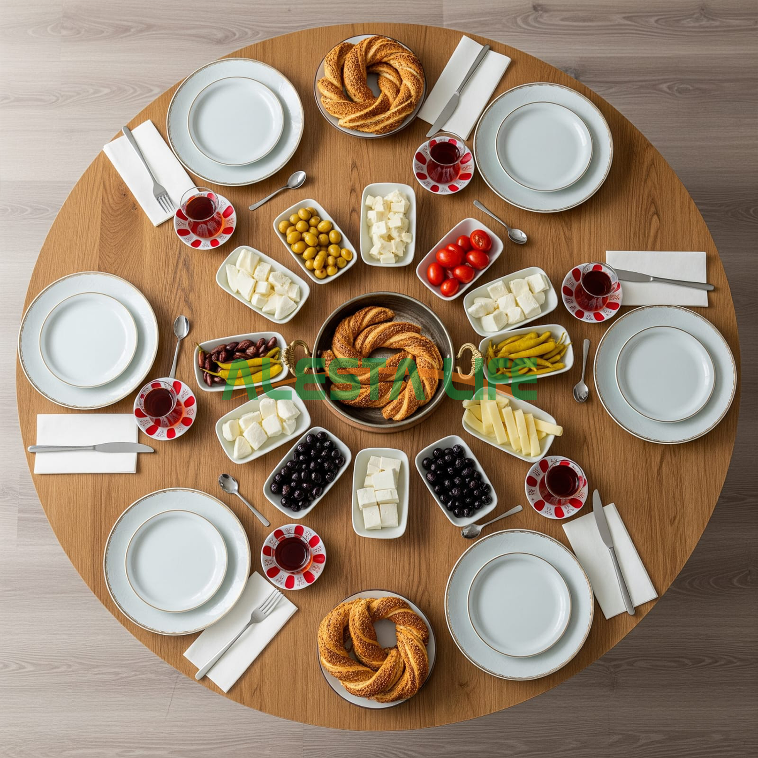 Alesta Life Yer Sofrası 100 cm - Metal Katlanır Ayaklı Şık Yer Sofrası