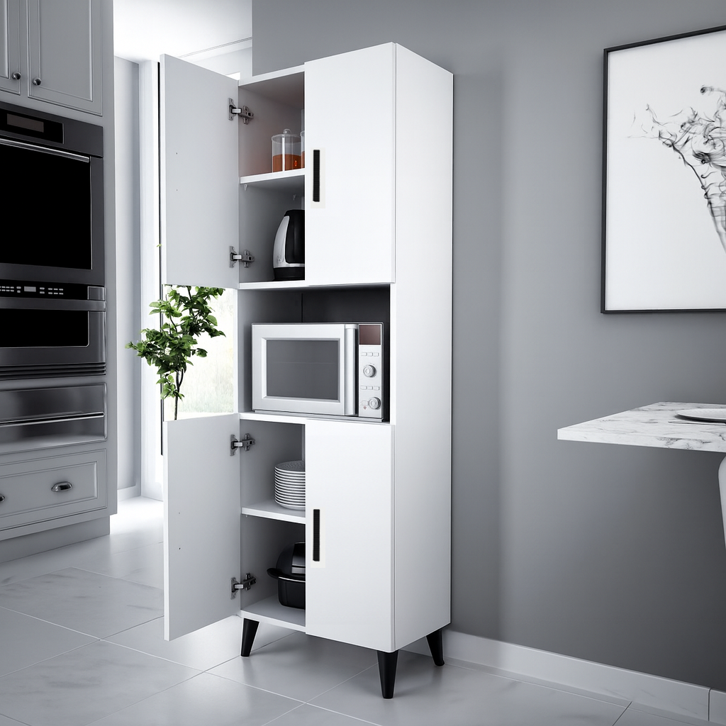 Alesta Life 4 Kapaklı Bölmeli Çok Amaçlı Dolap | Mutfak & Depolama Dolabı