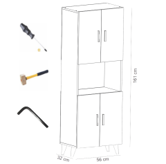 Alesta Life 4 Kapaklı Bölmeli Çok Amaçlı Dolap | Mutfak & Depolama Dolabı