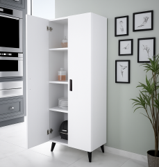 Alesta Life 2 Kapaklı 4 Raflı Çok Amaçlı Dolap | Mutfak, Banyo, Kiler İçin Depolama