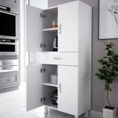 Alesta Life 4 Kapaklı Çekmeceli Çok Amaçlı Dolap | Mutfak, Banyo, Kiler Dolabı