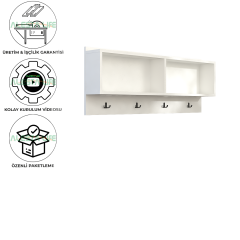 Fonksiyonel Raflı Portmanto Duvar Askılığı Elbise Askılığı Raflı Duvar Askılığı