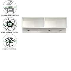 Fonksiyonel Raflı Portmanto Duvar Askılığı Elbise Askılığı Raflı Duvar Askılığı