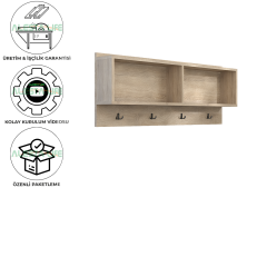 Fonksiyonel Raflı Portmanto Duvar Askılığı Elbise Askılığı Raflı Duvar Askılığı