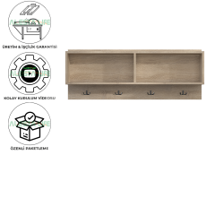 Fonksiyonel Raflı Portmanto Duvar Askılığı Elbise Askılığı Raflı Duvar Askılığı