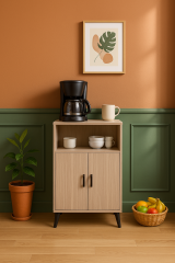 Mini Kahve Köşesi Sonomo - 2 Kapaklı Yüksek Ayak Raflı Çok Amaçlı Dolap | Banyo Kiler Mutfak Dolabı