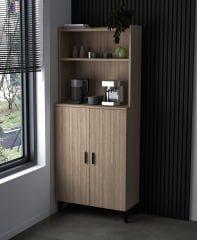 Kahve Köşesi Standı Sonomo | Çok Amaçlı Dolap | Raflı ve 2 Kapaklı Mutfak Banyo Kiler Dolabı