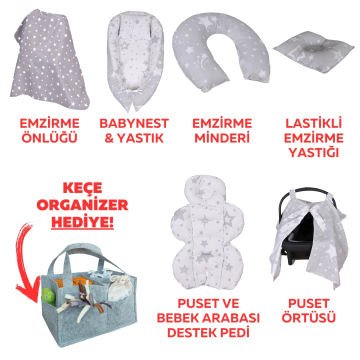 10'lu Bebek Seti / Joell Truva Travel Sistem Bebek Arabası / Puset / 7'li Tekstil Seti / Keçe Organizer Hediye!