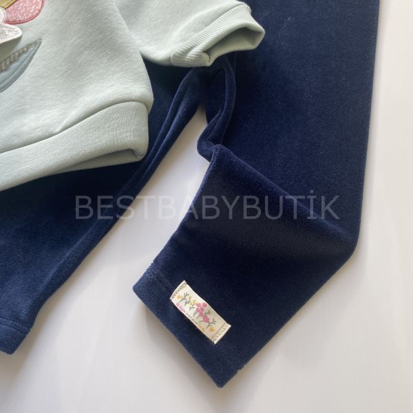 PAPATYA KADİFE TAYTLI 3İP ŞARDONLU ALT ÜST TAKIM