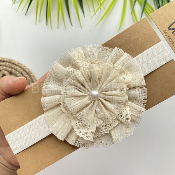 İNCİLİ YUVARLAK ÇİÇEK BANDANA