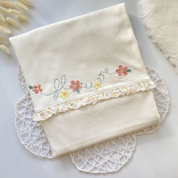 FLOWERS ÇITIR ÇİÇEK İŞLEMELİ FİTİLLİ ÇİFT KATLI BATTANİYE