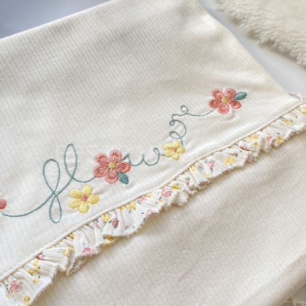 FLOWERS ÇITIR ÇİÇEK İŞLEMELİ FİTİLLİ ÇİFT KATLI BATTANİYE