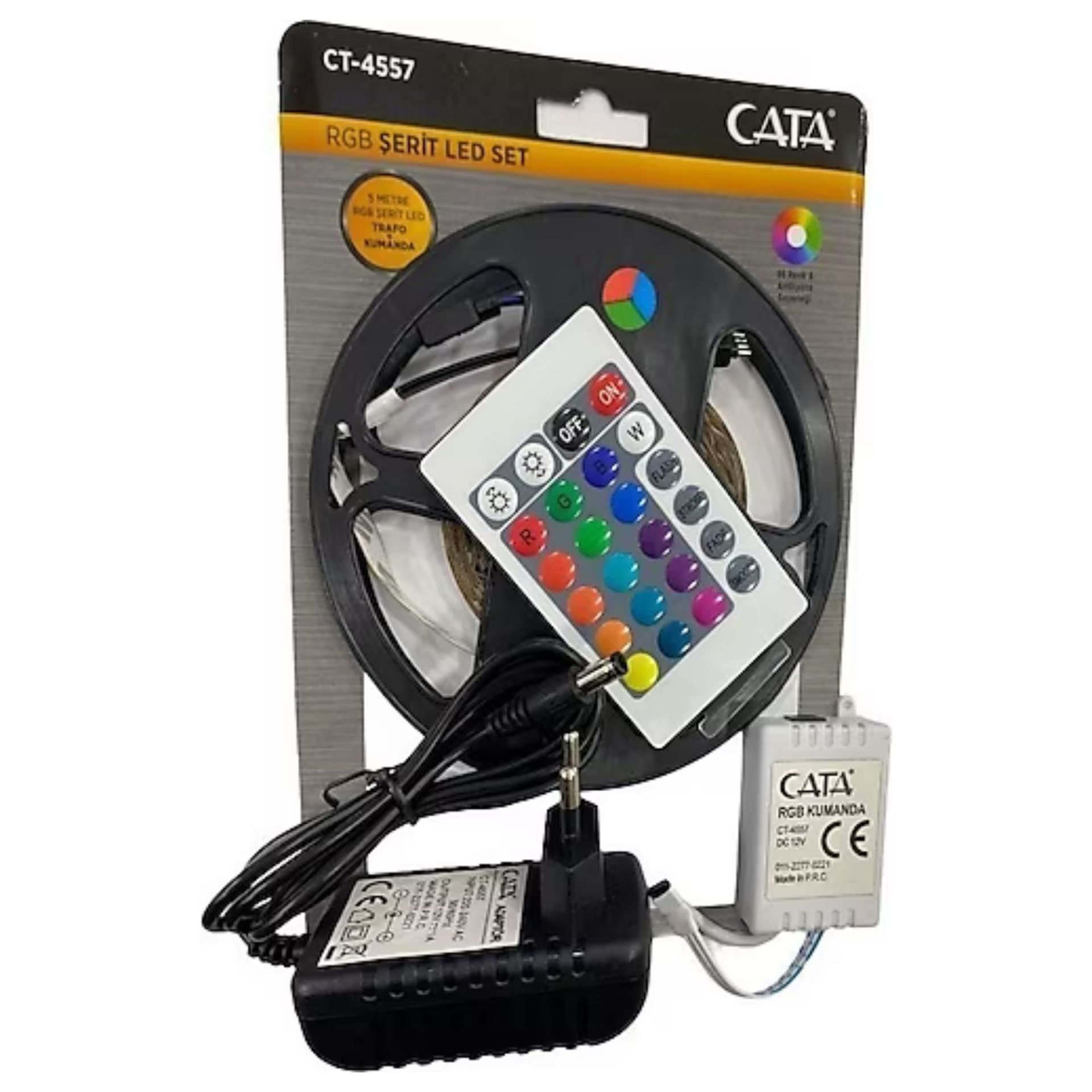 Cata CT-4557 5 Metre RGB Şerit Led Set 3 Renk + Trafo + Kumanda